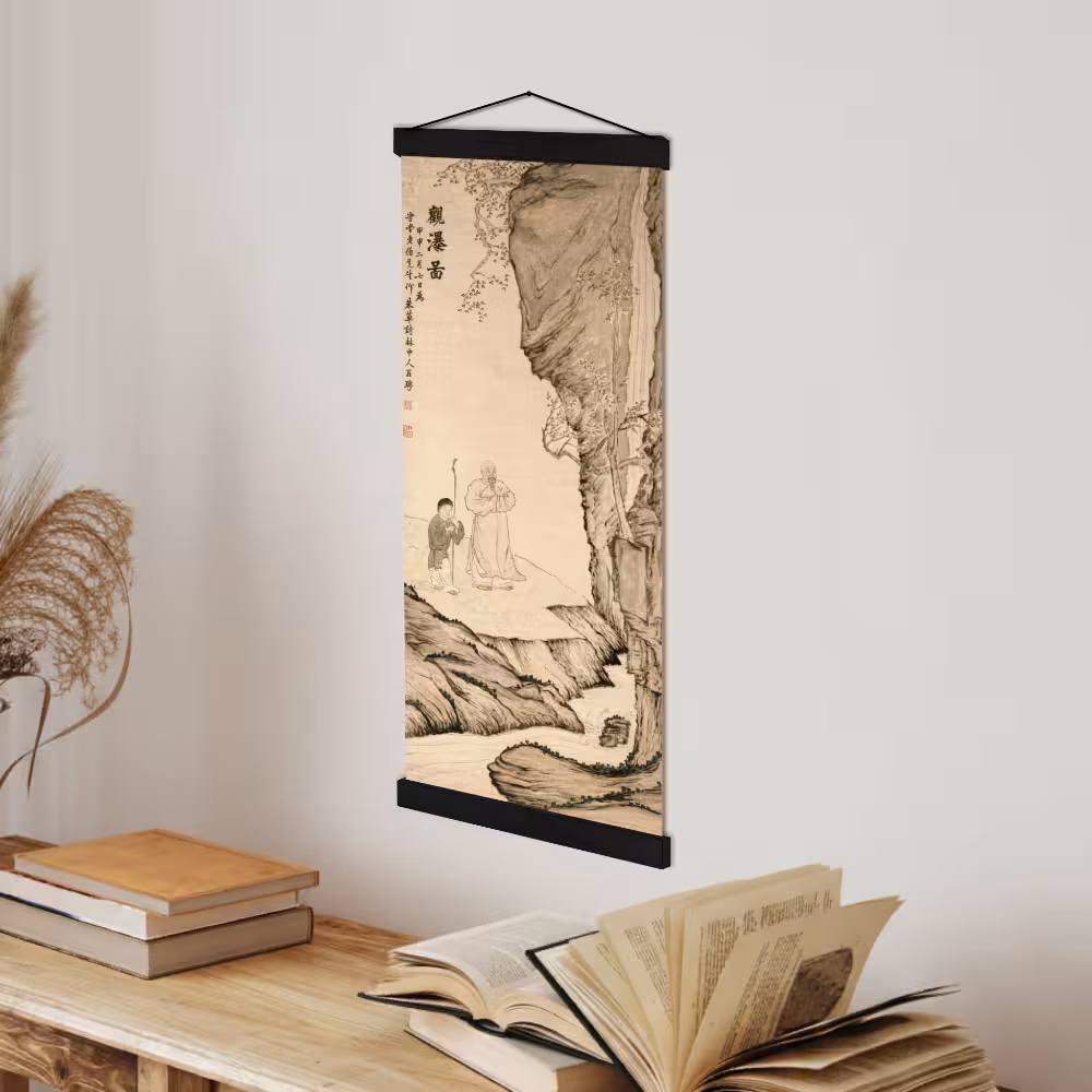Scholar Watching the Waterfall | Poster com pendurante