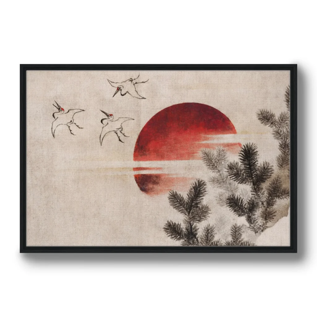 Katsushika Hokusai's birds and sunset