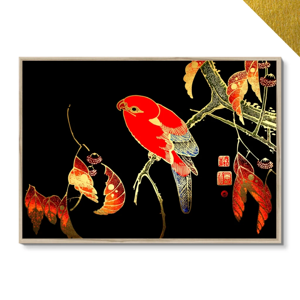 Red Parrot on the Branch of a Tree 4