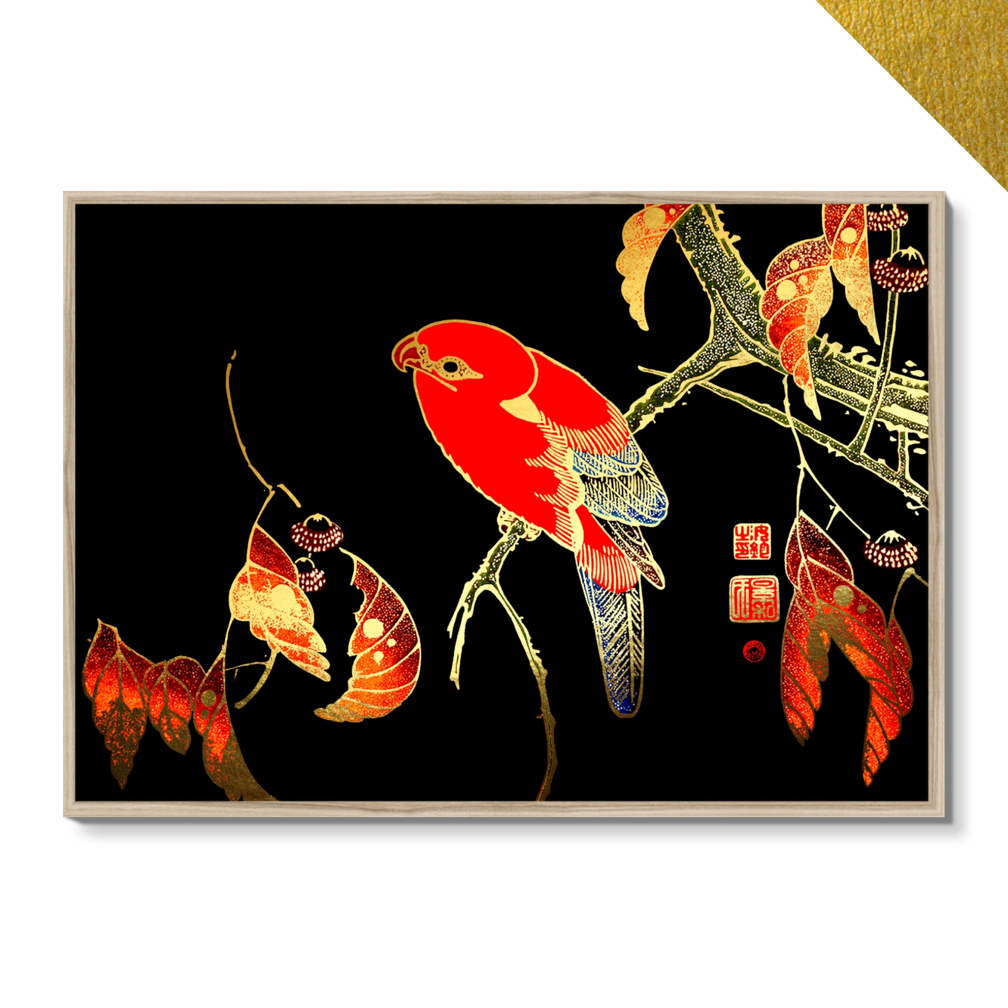 Red Parrot on the Branch of a Tree 4